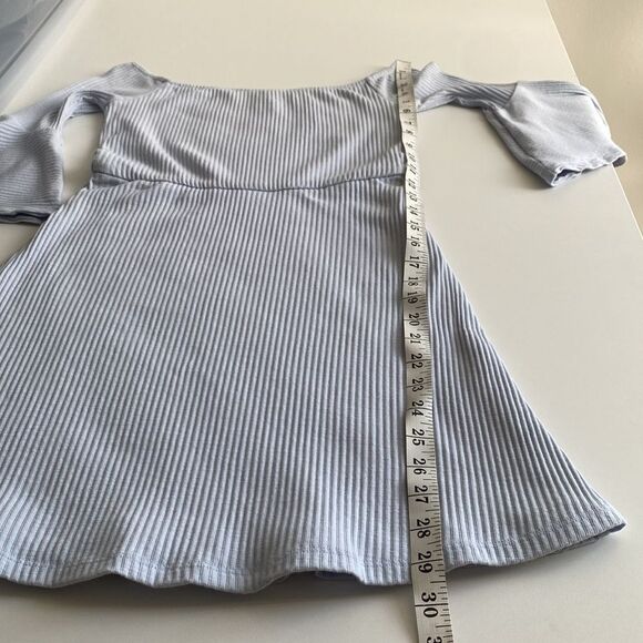 NBD Revolve Seduire Mini Light Blue Dress Off The Shoulder Ribbed Size Small - Picture 13 of 16